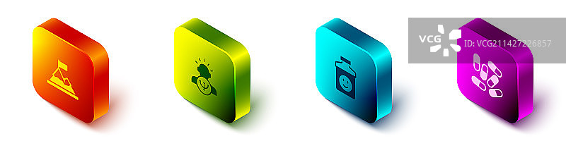 2.5D山顶旗帜模型图片素材