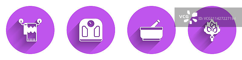 毛巾、浴室秤、研钵合集图片素材