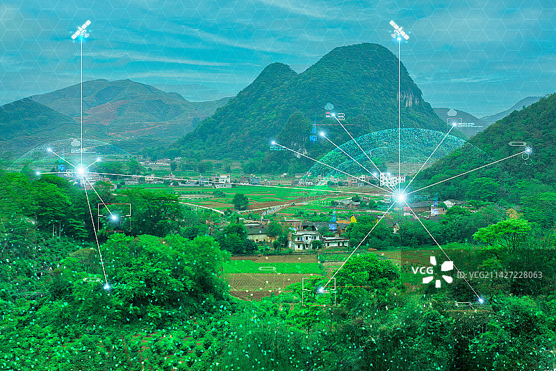 农村智慧5G乡镇物联网信息化建设改造养殖耕种产业结构乡村振兴大数据产业园基地工业互联网农产品销路图片素材