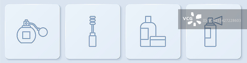 香水乳霜化妆品软管线条组合图片素材