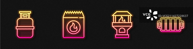 砖砌炉灶、丙烷气罐和烧烤架图片素材