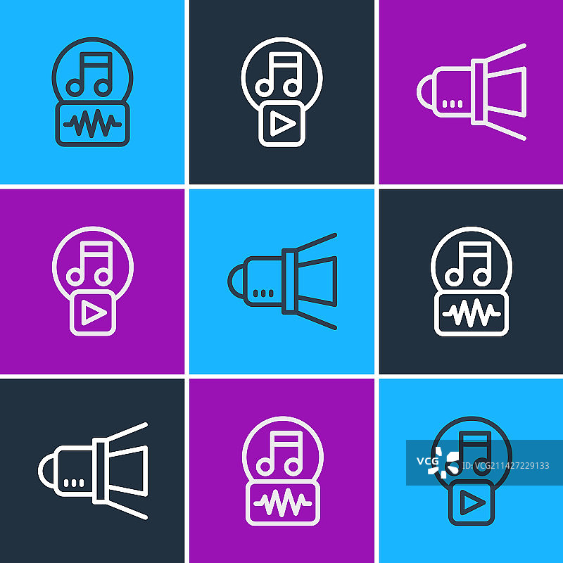 音符、音调、电影聚光灯组合图片素材