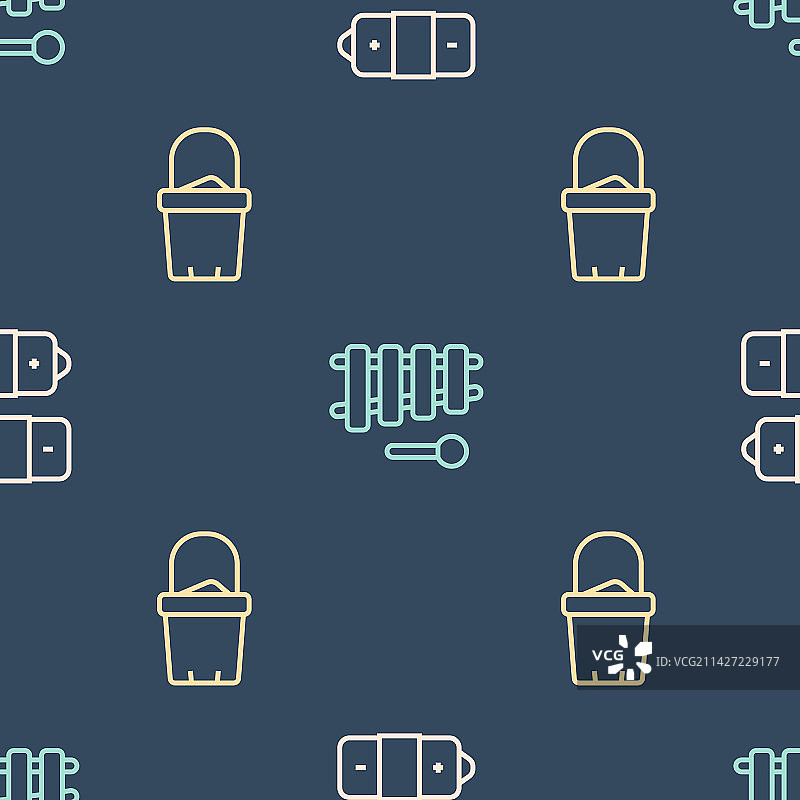 沙桶和木琴上的电池线条图标图片素材