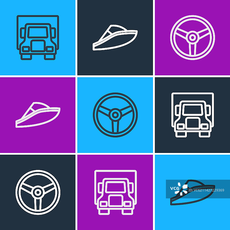 货运卡车方向盘线条组合图片素材
