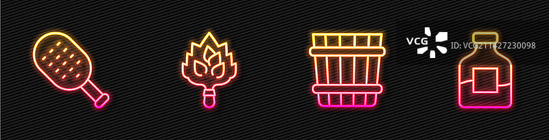 桑拿桶刷子和瓶子图片素材