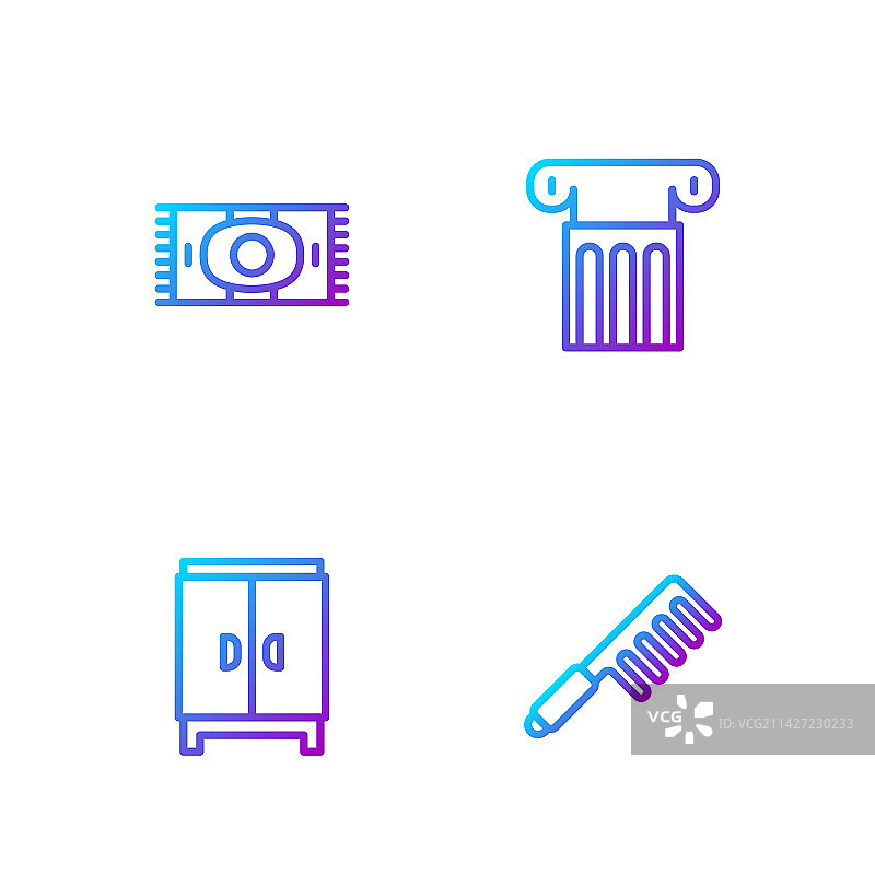理发刷衣柜地毯套装图片素材