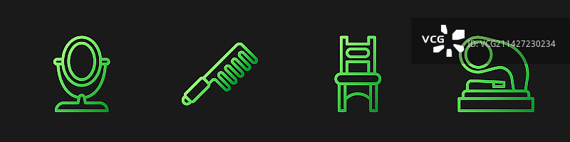 椅子圆形化妆镜发刷线条素材图片素材