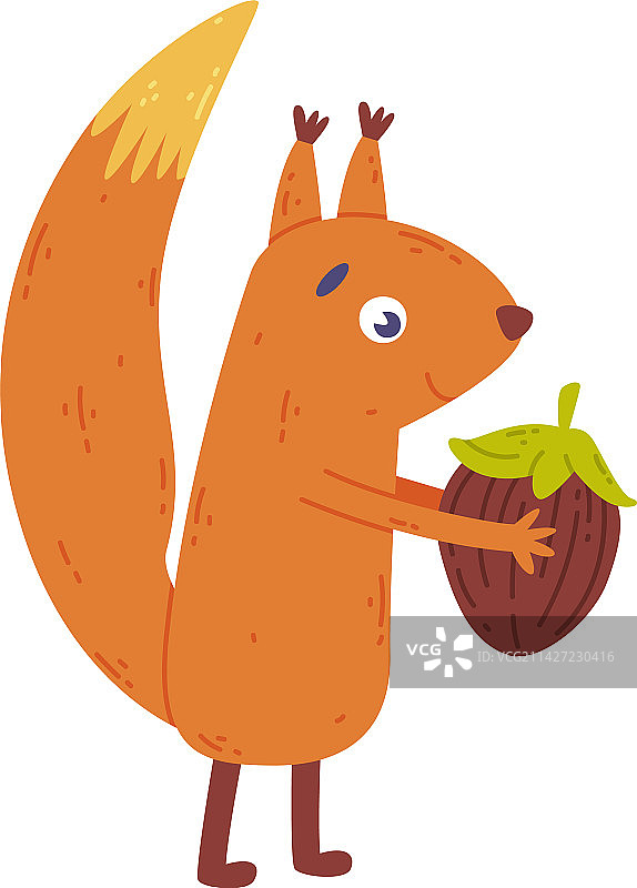 可爱的小松鼠拿着榛子图片素材