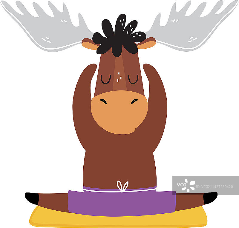 可爱的麋鹿瑜伽冥想图片素材