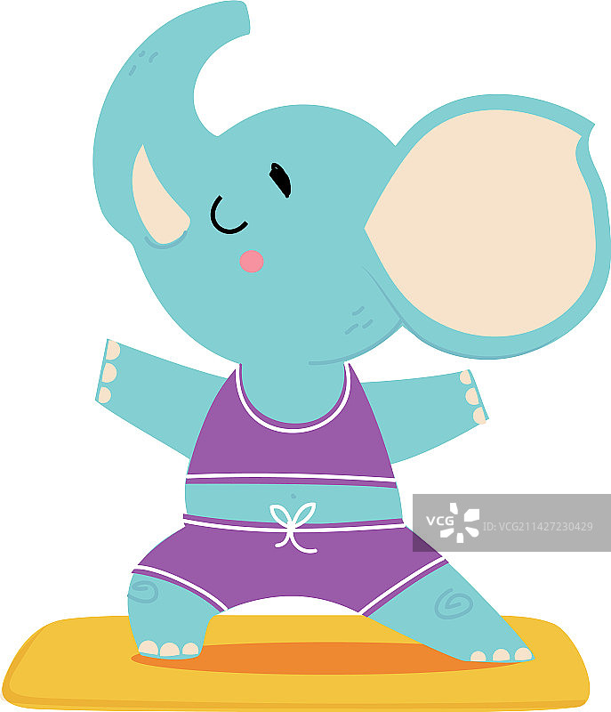 可爱有趣的小象做瑜伽图片素材