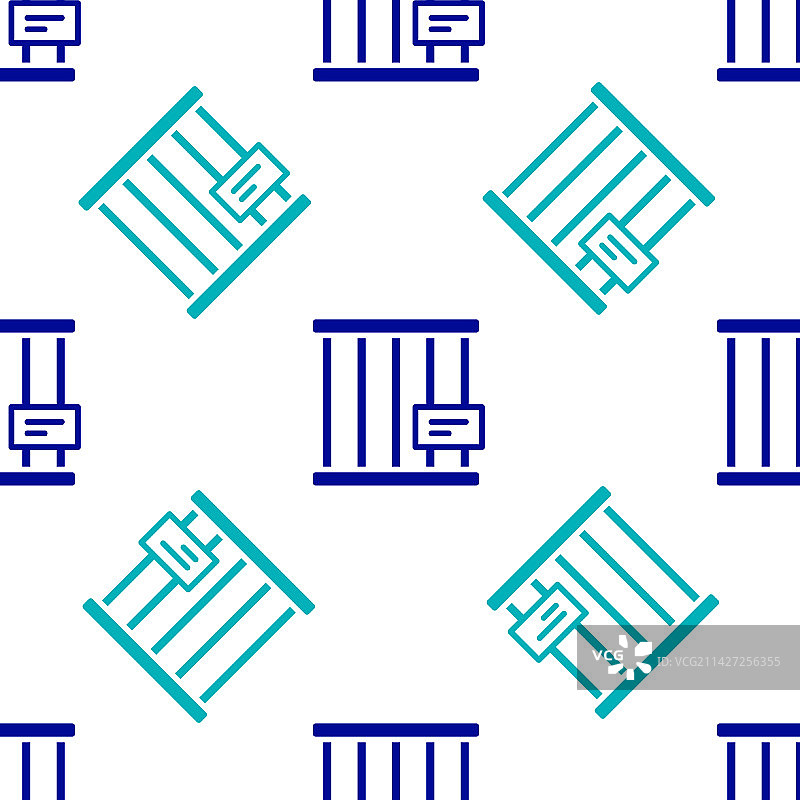 蓝色宠物笼图标无缝图案图片素材