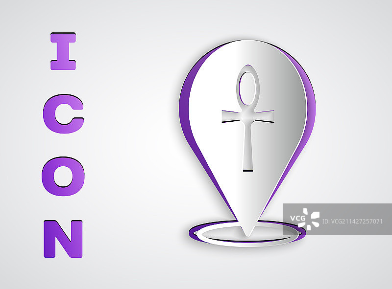 灰色背景上的剪纸十字安卡图标图片素材