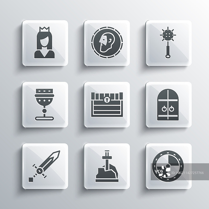 石中剑圆形木盾套装图片素材