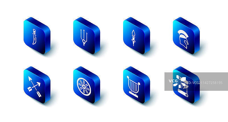 海王星三叉戟火炬与希腊头盔套装图片素材