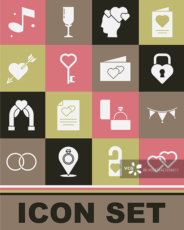 两个相连的爱心嘉年华彩旗花环套装图片素材