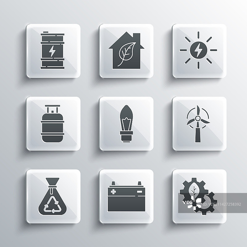 汽车电瓶齿轮植物叶片组合图片素材