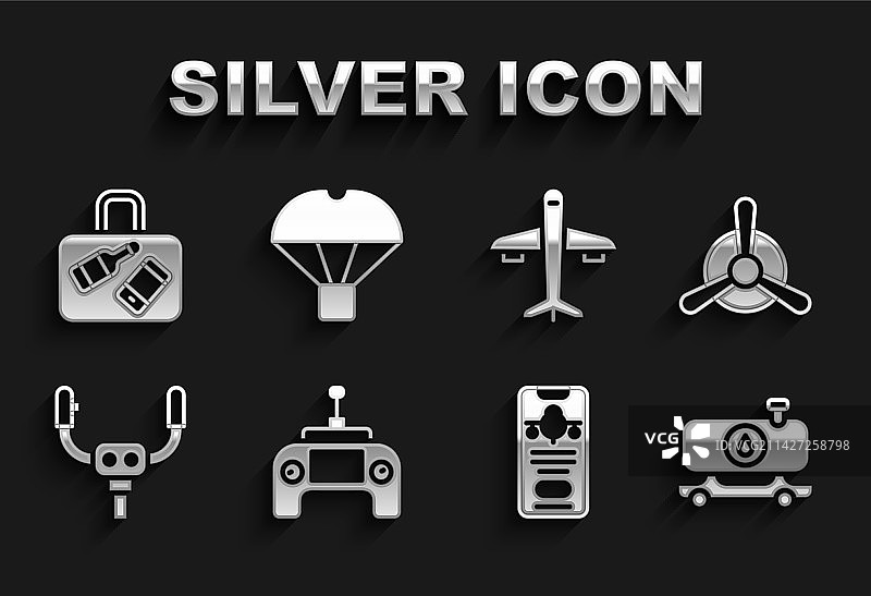 无人机遥控器飞机螺旋桨燃料套装图片素材