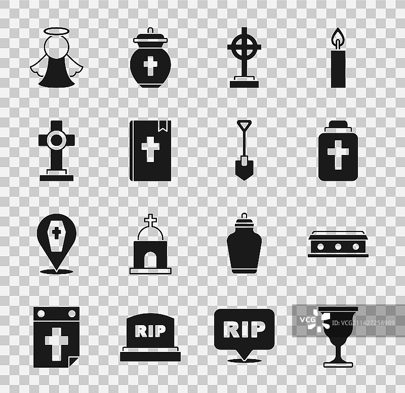 基督教圣杯、带十字架的棺材、葬礼素材图片素材