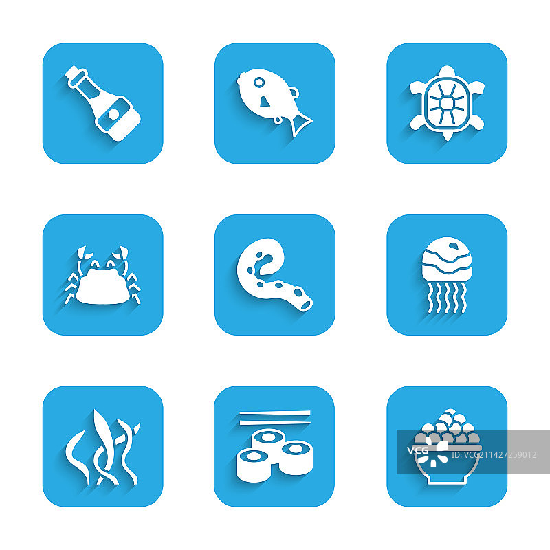 章鱼触手寿司鱼子酱与水母图片素材