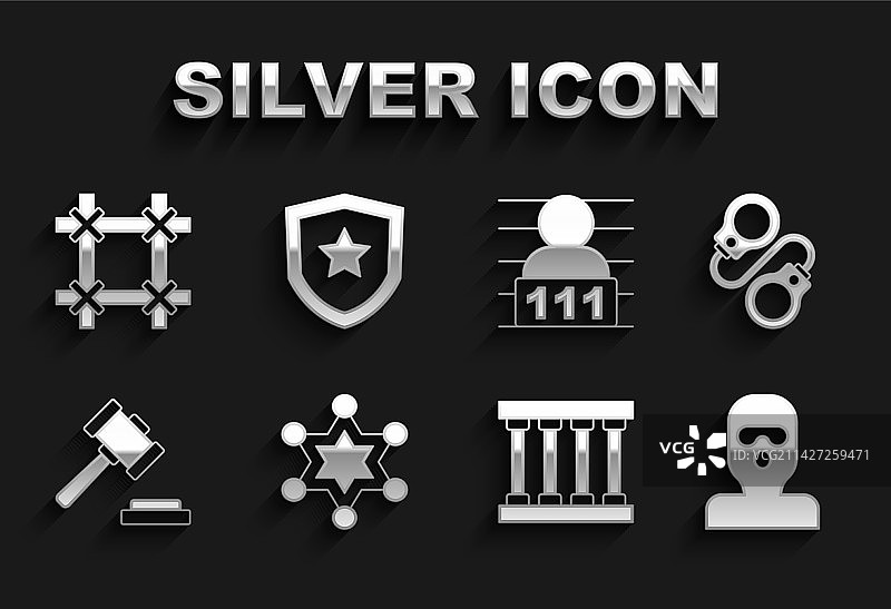 六芒星、警长、手铐、小偷面具图片素材