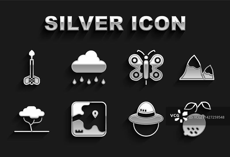 非洲狩猎地图山脉柠檬野营组合图片素材