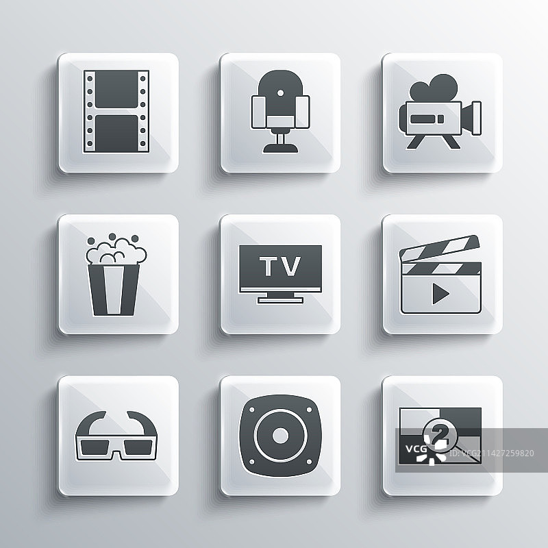 立体音响、旧电影倒计时画面套装图片素材