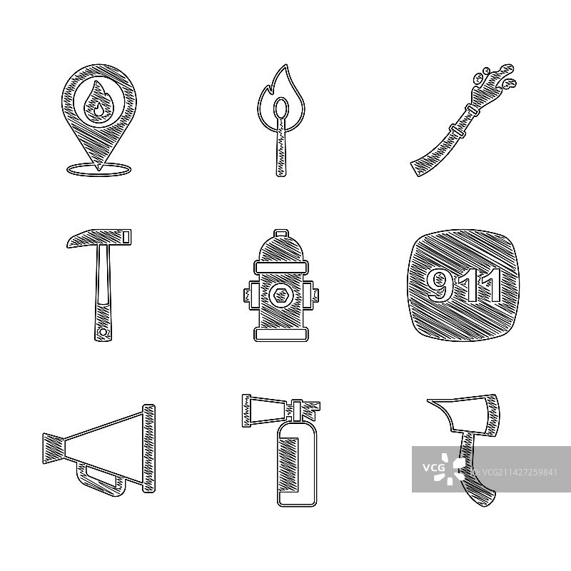 消防栓灭火器消防员斧头合集图片素材