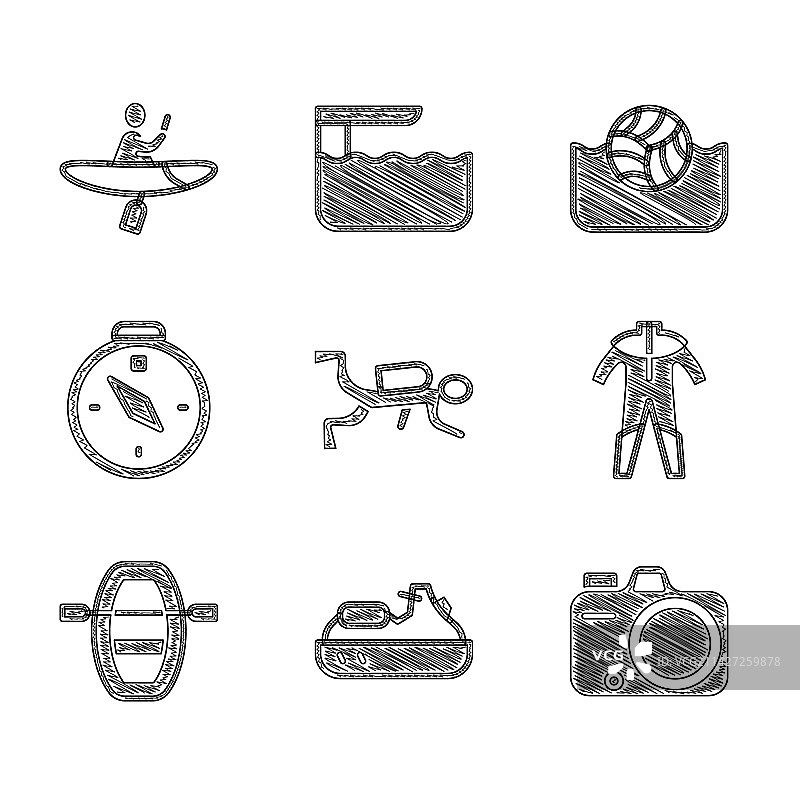 水肺潜水员摩托艇照相机潜水服套装图片素材