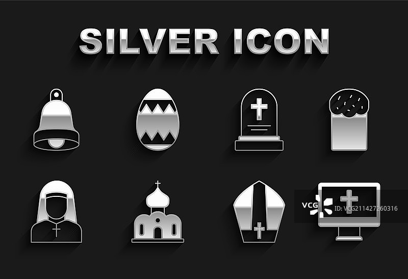 教堂建筑复活节蛋糕基督教十字架套装图片素材