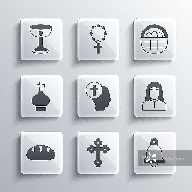 基督教十字架与教堂钟声、修女、牧师图片素材