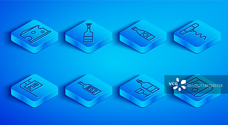 奶酪、已开启的葡萄酒瓶、啤酒图片素材