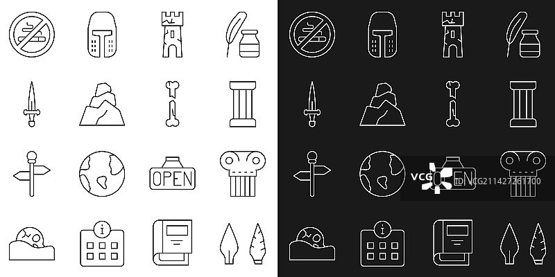 石器时代箭头、古代柱子线稿设计图片素材