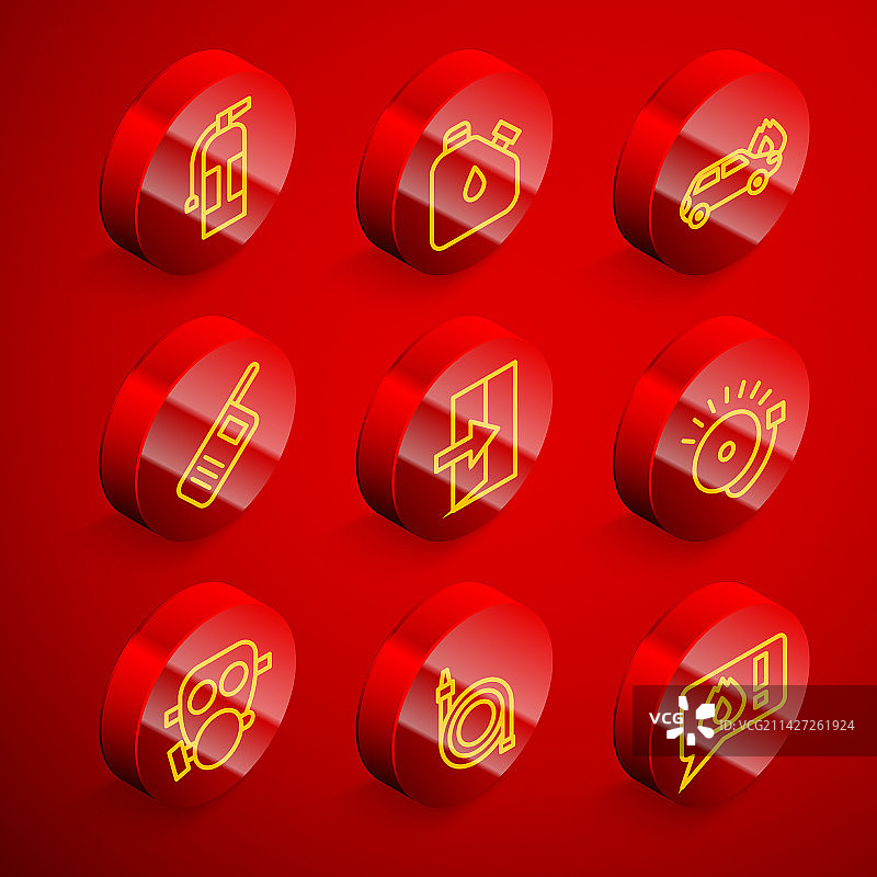 灭火器燃料燃烧线条设计图片素材