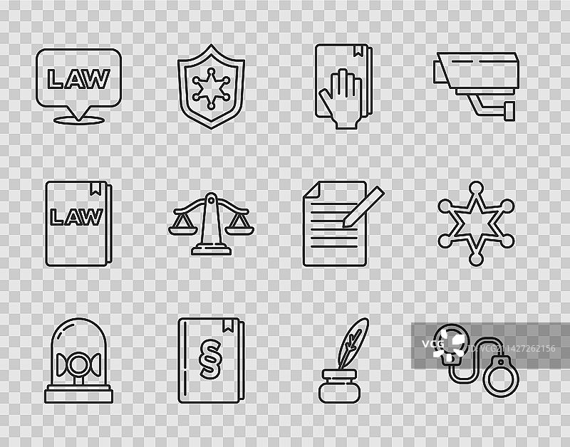 警示灯手铐宣誓标志线图片素材