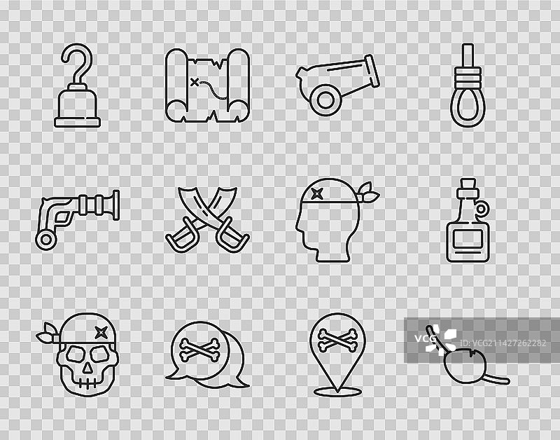 骷髅头、海盗眼罩与大炮图片素材