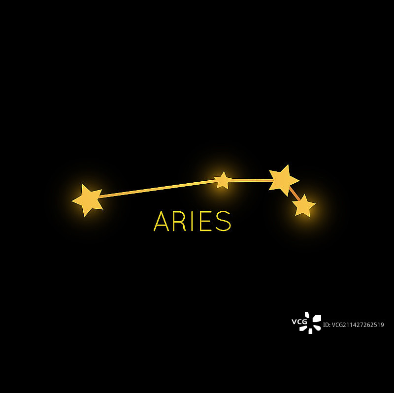 太空中的白羊座星座：金色星座标志图片素材