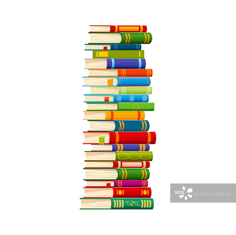 卡通教科书和畅销书堆图片素材