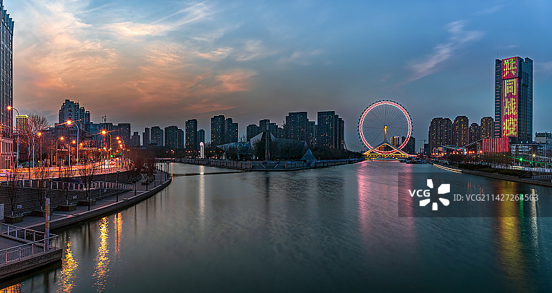 落日余晖-海河三岔口-2图片素材