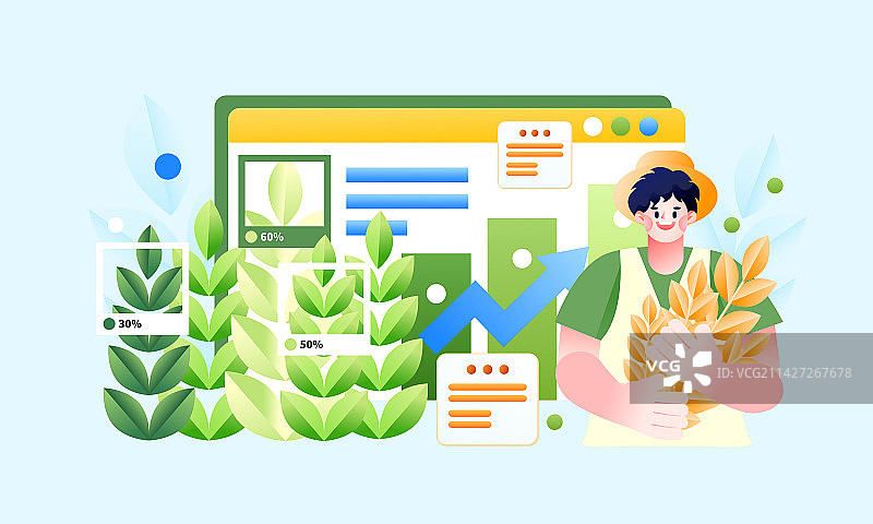科技信息图表数据化现代化农业矢量插画图片素材
