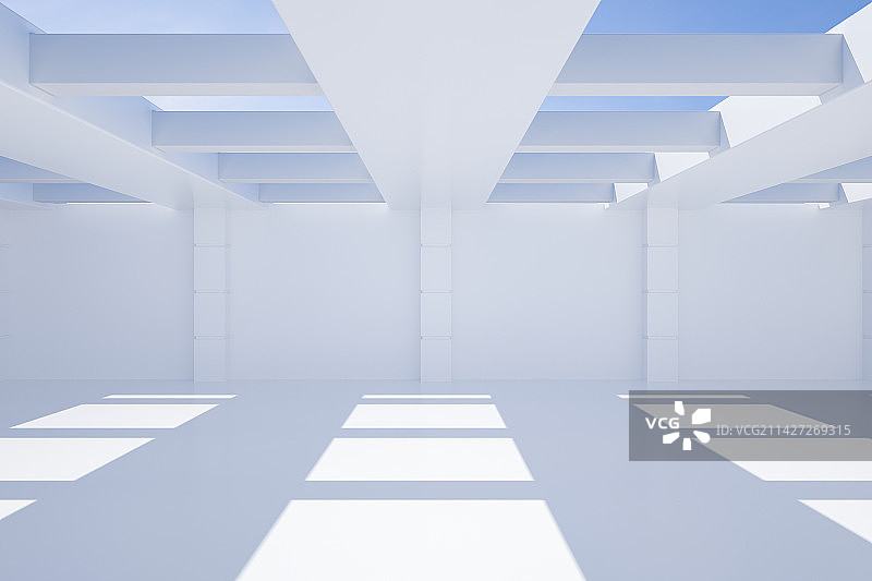 3D渲染简约白色室内人造空间背景图片素材