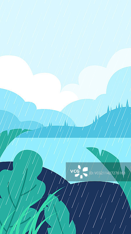 节气风景初春山水雨季图片素材