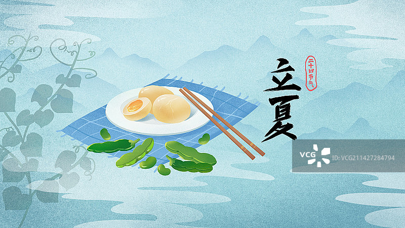 立夏豌豆藤蔓植物树苗二十四节气文化习俗吃鸡蛋图片素材