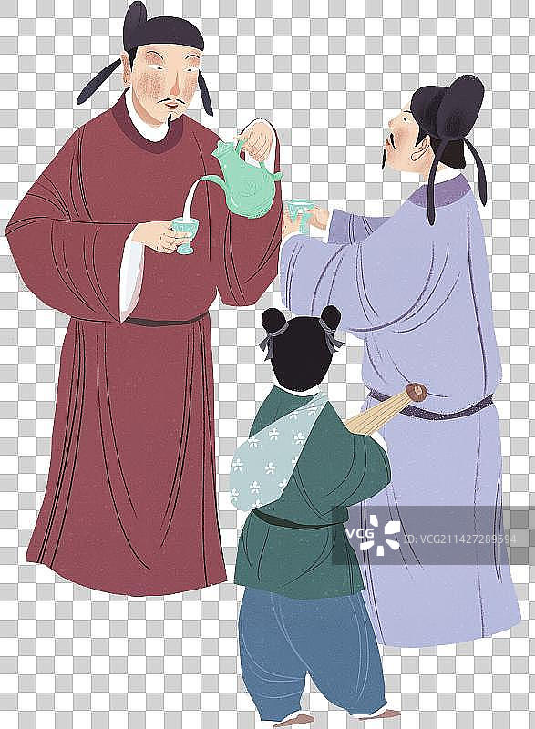 把酒送别朋友的古人人物元素图片素材