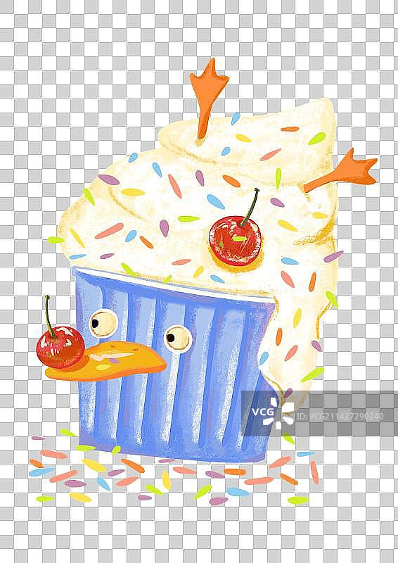 夏日海盐椰蓉杯子蛋糕图片素材