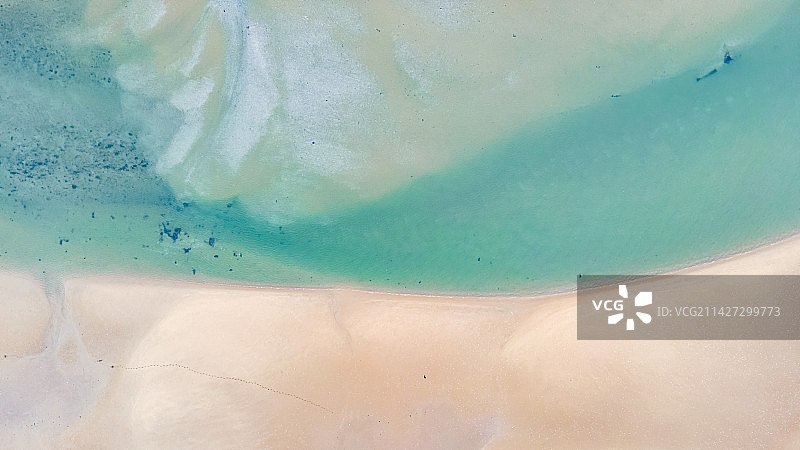 山东省烟台市牟平区辛安河粉色沙滩航拍上帝视角图片素材