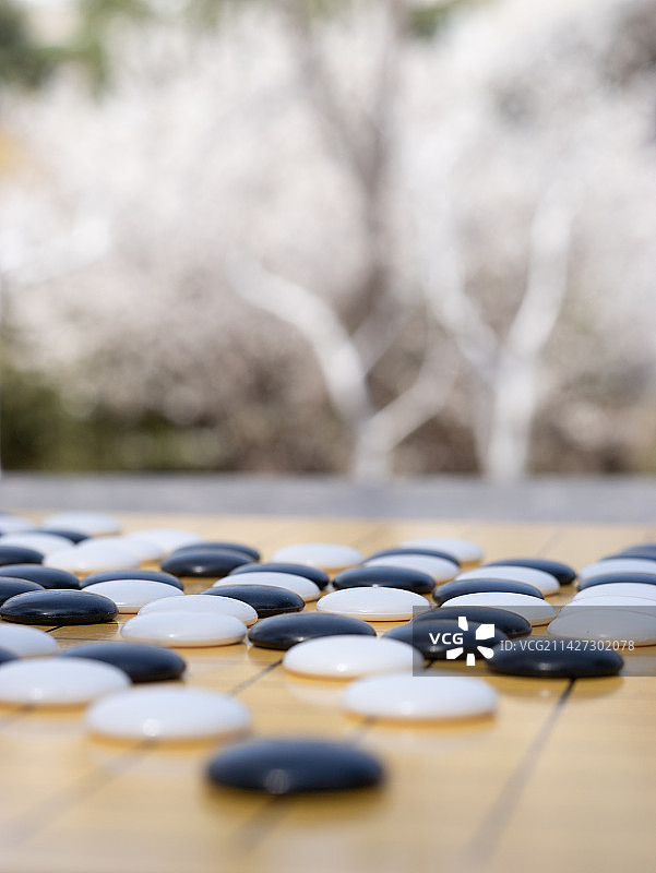 看书赏花下围棋图片素材