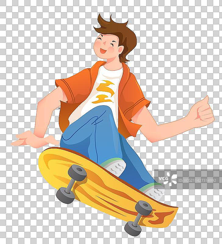 玩滑板的男生插画图素图片素材