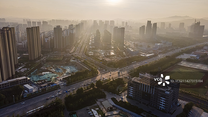 山东省烟台市莱山区翡翠大道城市风光航拍图片素材