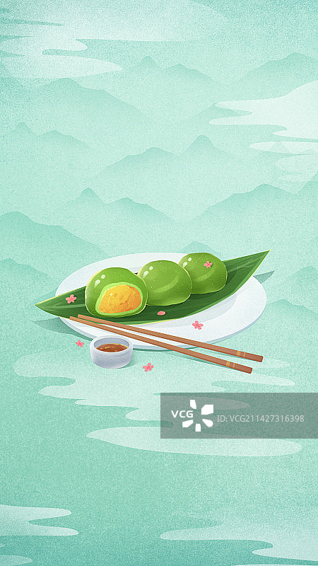 清明寒食节二十四节气文化习俗清明节青团美食图片素材