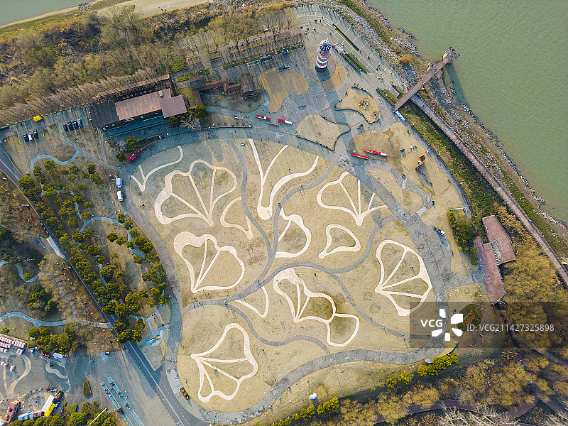 南京鱼嘴湿地公园航拍图图片素材